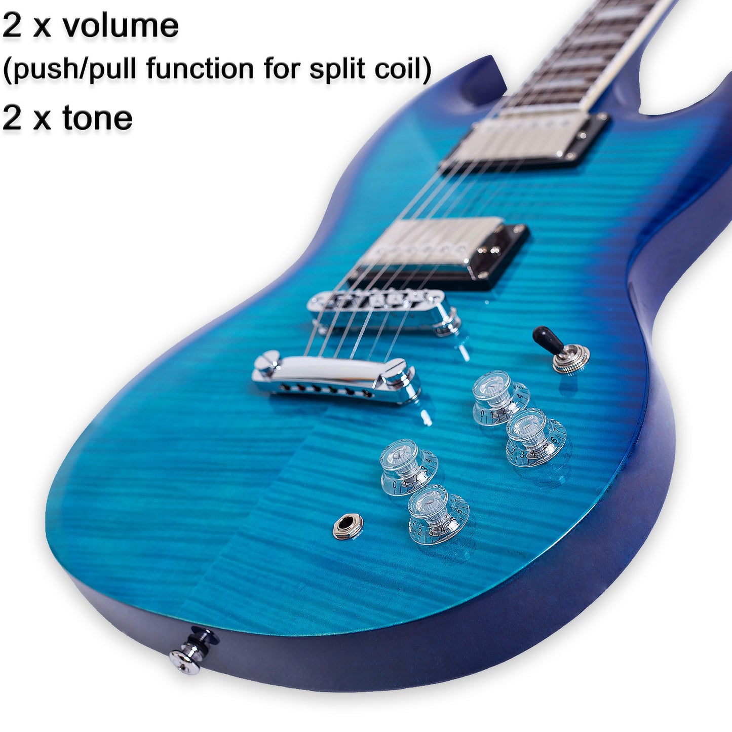 Boya&Ziqi BZS-009 Double Cut Solid-Body Electric Guitar, 22 Stainless Steel Frets (Hand Polished), 2 Push-Pull Volume Controls, Mahogany Body and Neck,Bone Nut,6-String