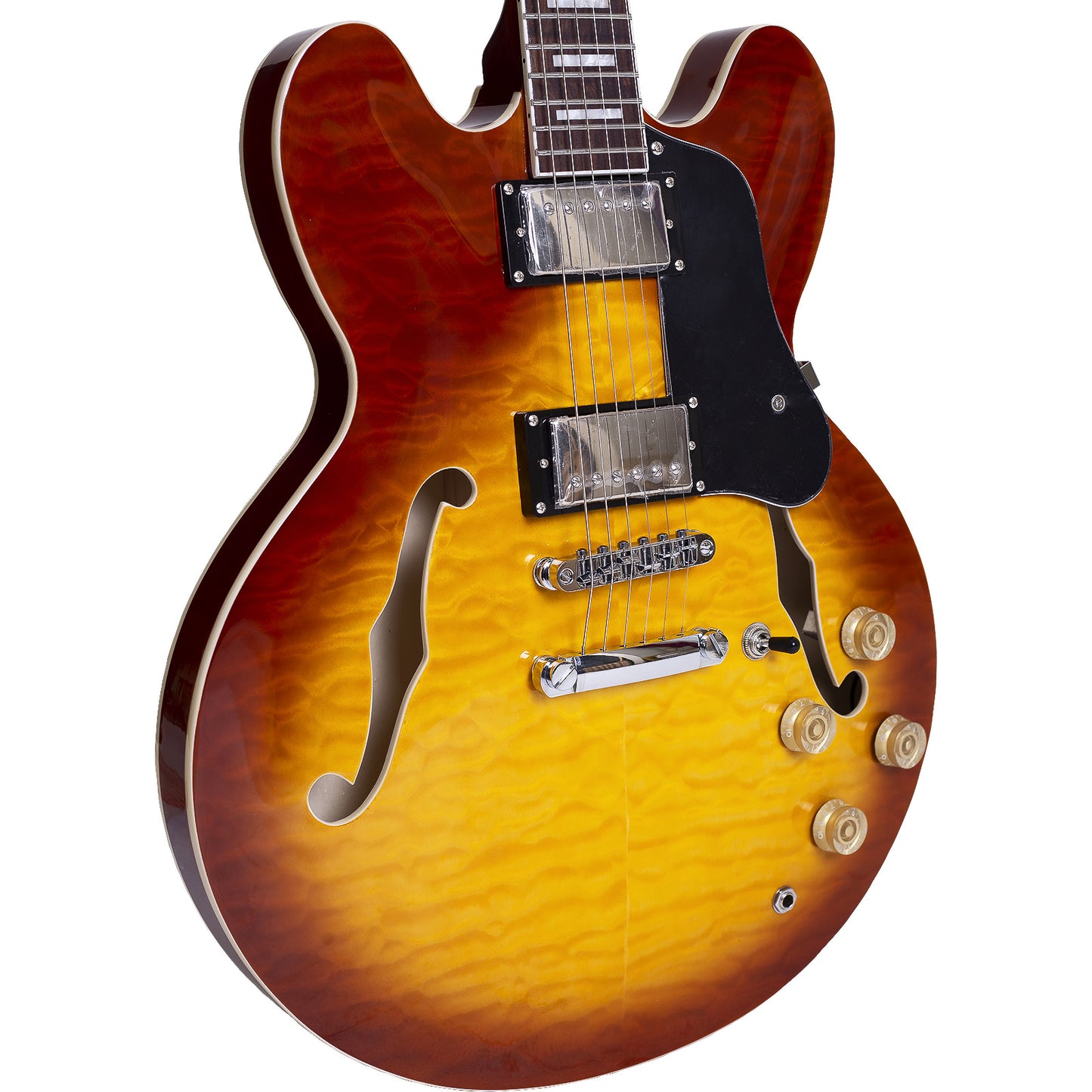 Boya&Ziqi BZE-35 Semi-Hollow Electric Guitar - Quilted Maple Top, Vintage Sunburst