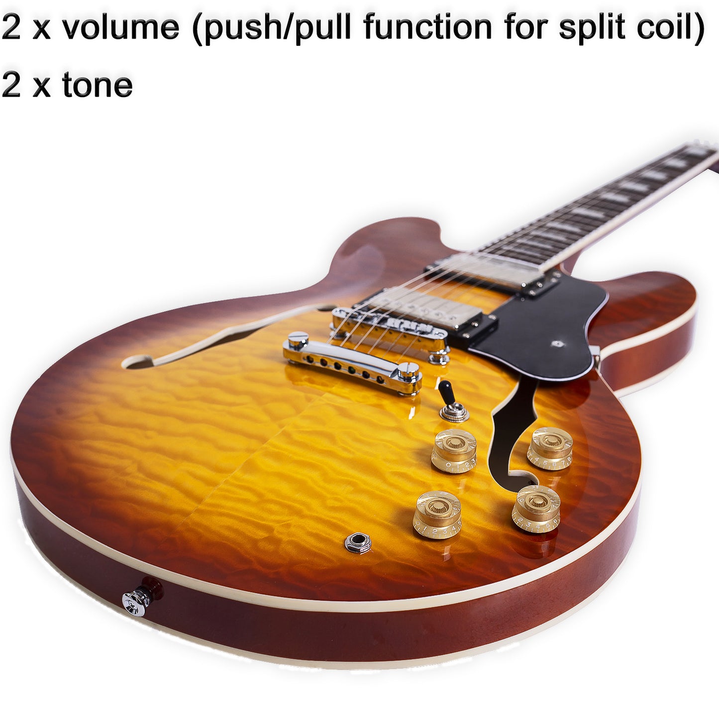 Boya&Ziqi BZE-35 Semi-Hollow Electric Guitar - Quilted Maple Top, Vintage Sunburst