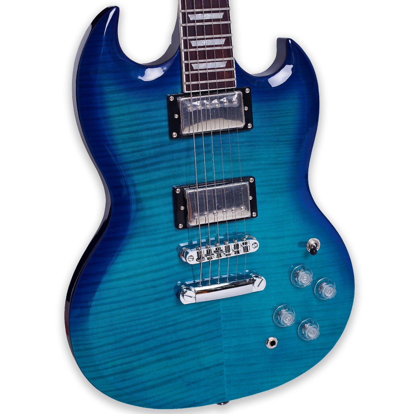 Boya&Ziqi BZS-009 Double Cut Solid-Body Electric Guitar, 22 Stainless Steel Frets (Hand Polished), 2 Push-Pull Volume Controls, Mahogany Body and Neck,Bone Nut,6-String