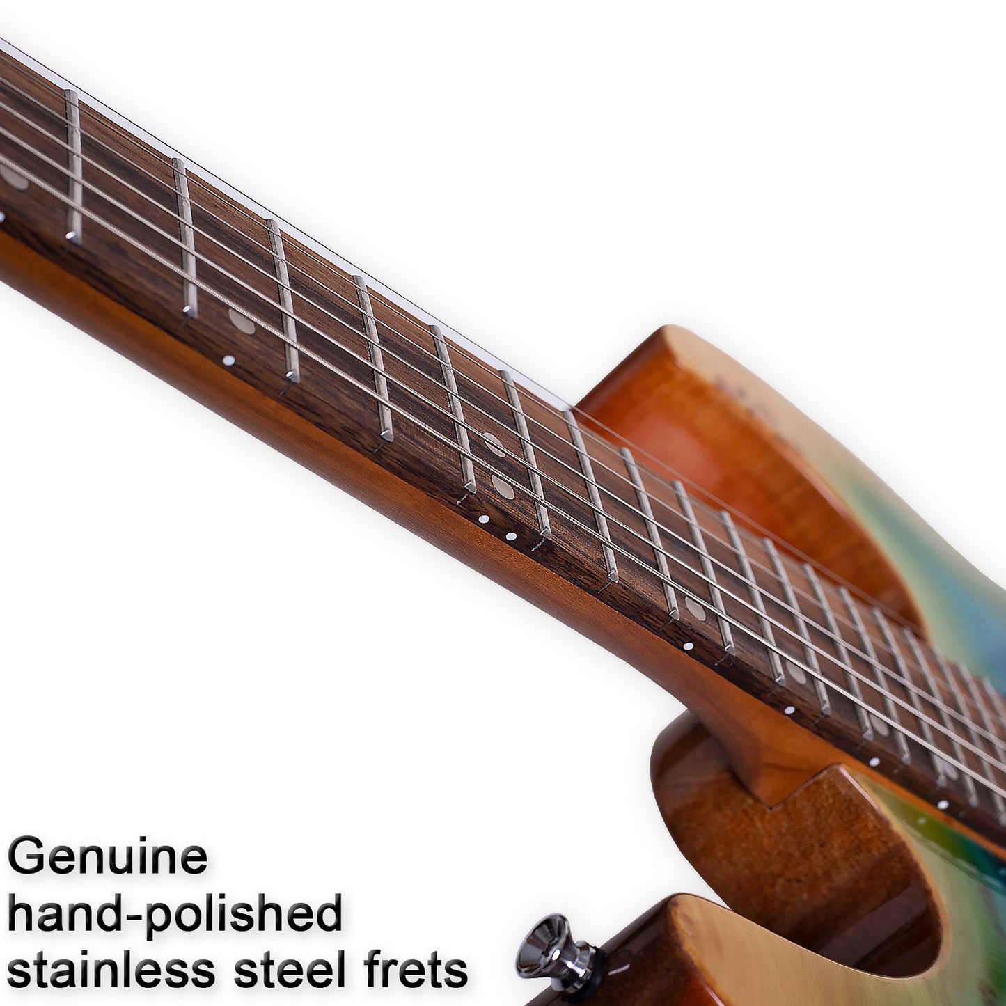 Boya&Ziqi BZK-024 Electric Guitar, Stainless Steel Frets (Hand Polished), Push-Pull Volume Control,5 Piece Roasted Maple/Maple Neck，Mahogany Body Topped with Burl Venner