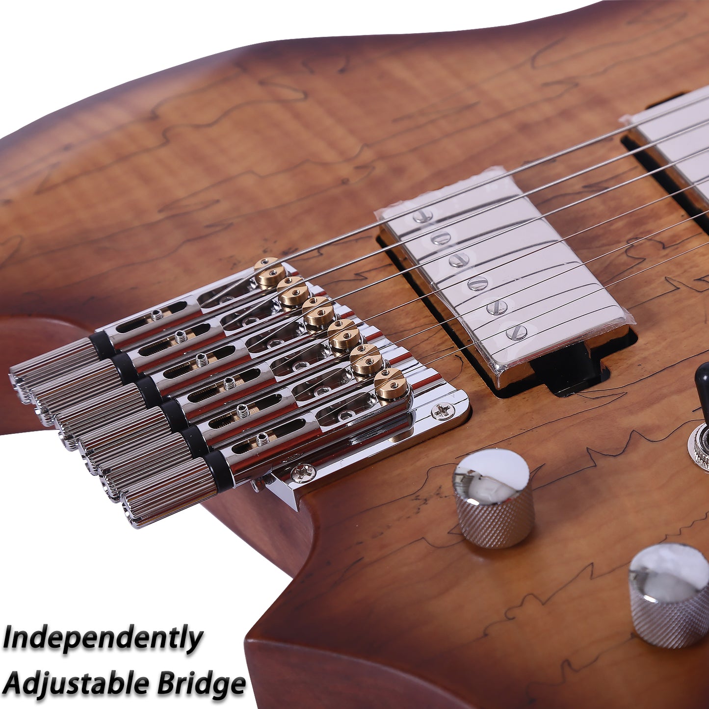 Boya&Ziqi Headless Electric Guitar LIZARD-6,FANNED FRETS, Independently Adjustable Bridge,Split coil control,5-Piece Maple/Streaked Ebony Neck