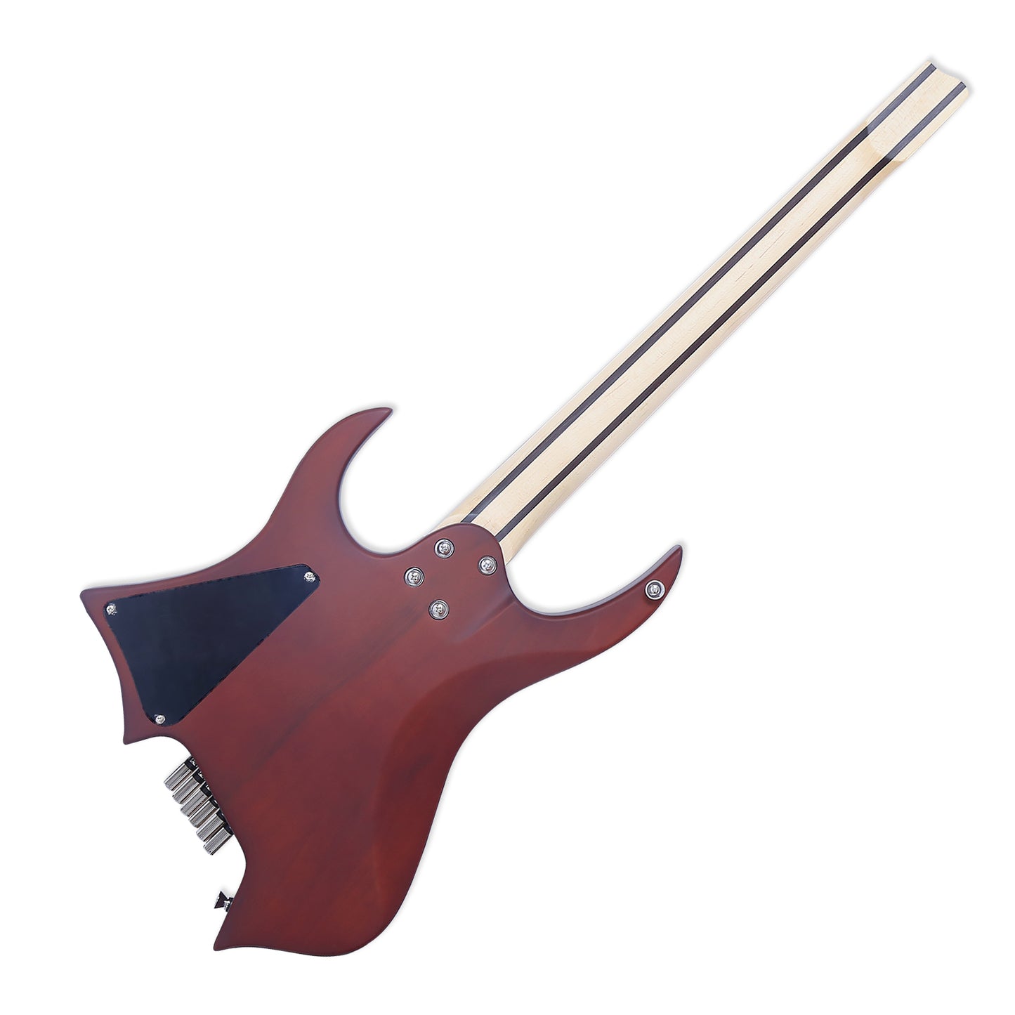 Boya&Ziqi Headless Electric Guitar LIZARD-6,FANNED FRETS, Independently Adjustable Bridge,Split coil control,5-Piece Maple/Streaked Ebony Neck