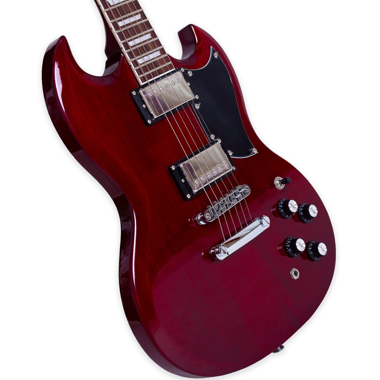 Boya&Ziqi BZS-009 Double Cut Solid-Body Electric Guitar, 22 Stainless Steel Frets (Hand Polished), 2 Push-Pull Volume Controls, Mahogany Body and Neck,Bone Nut,6-String