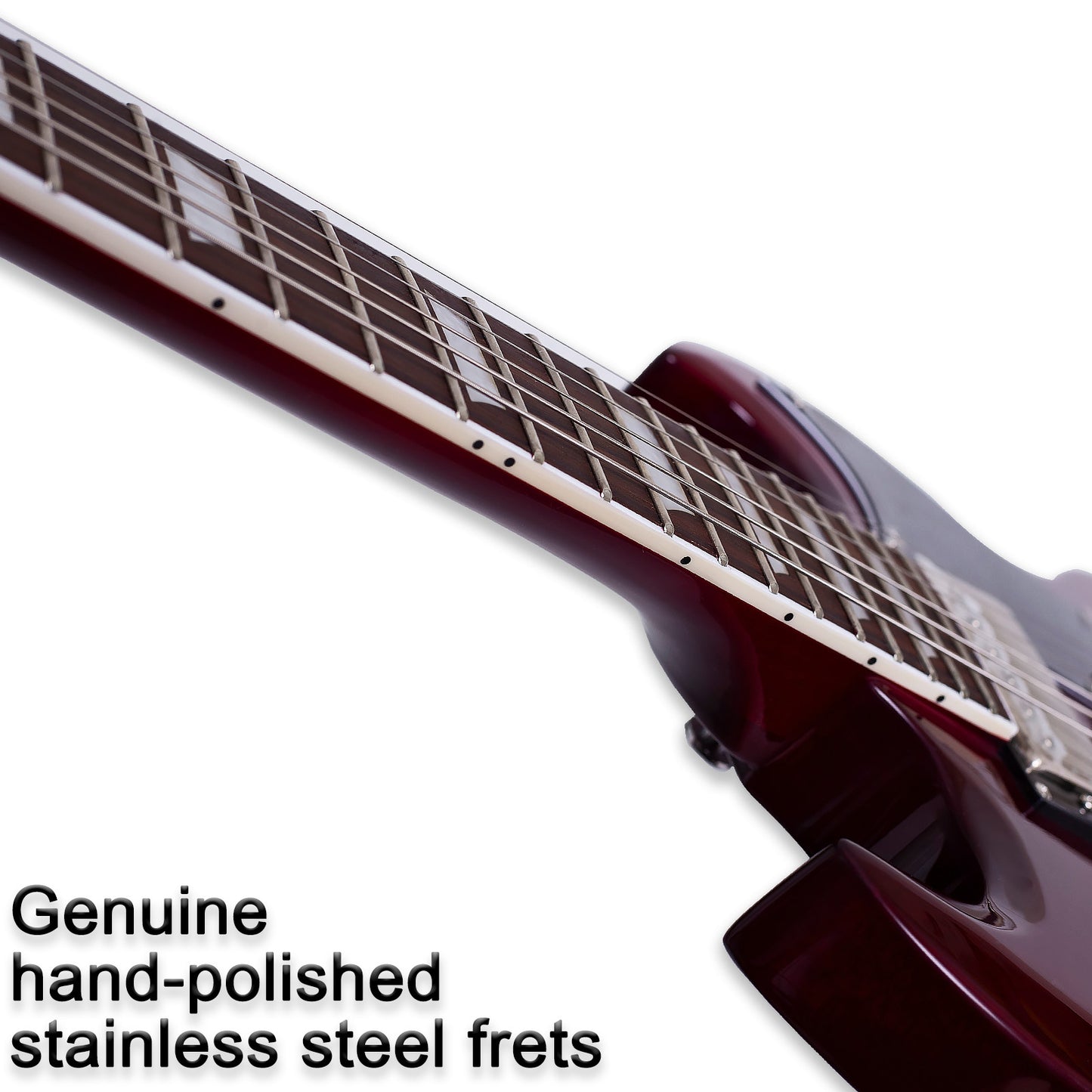 Boya&Ziqi BZS-009 Double Cut Solid-Body Electric Guitar, 22 Stainless Steel Frets (Hand Polished), 2 Push-Pull Volume Controls, Mahogany Body and Neck,Bone Nut,6-String